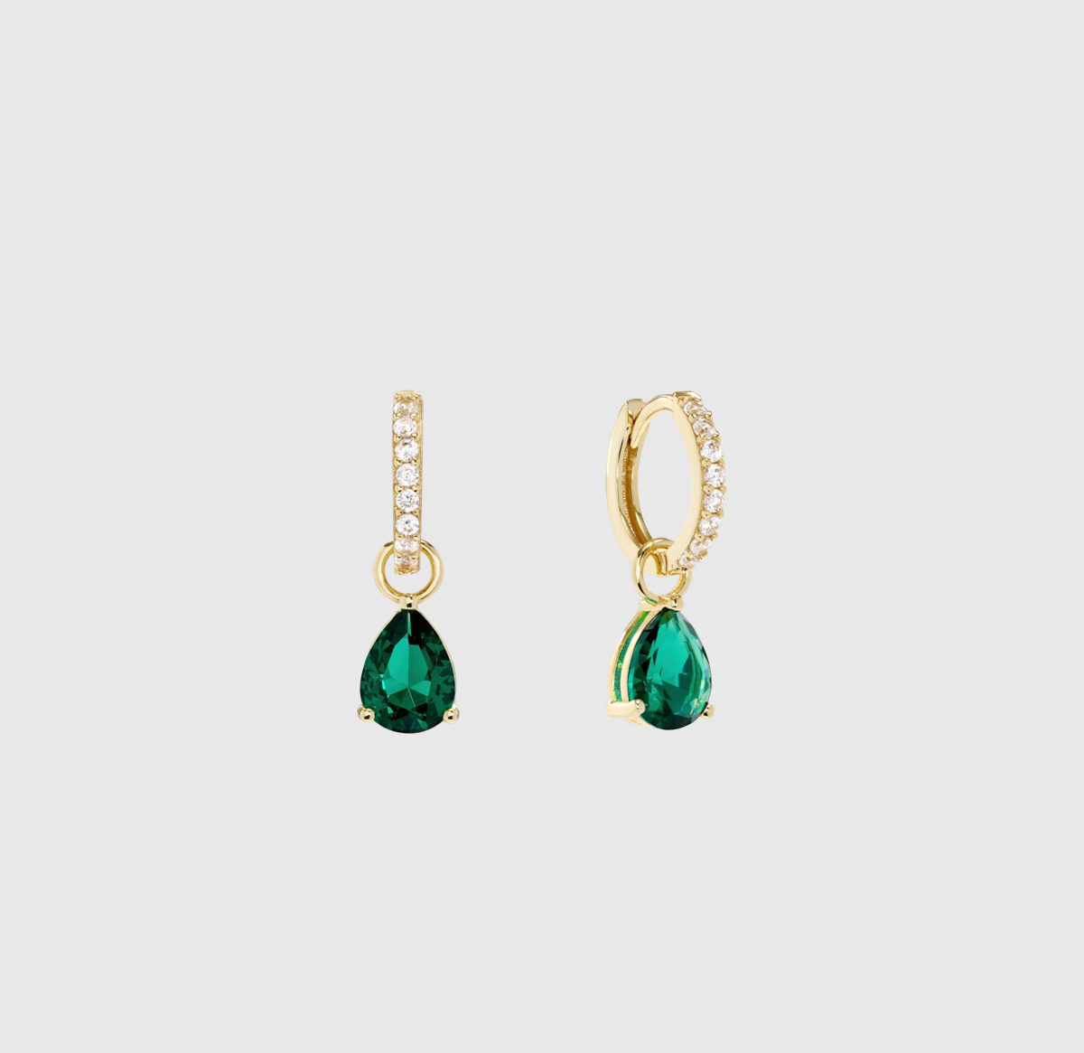 Emerald Pear Drop Huggies