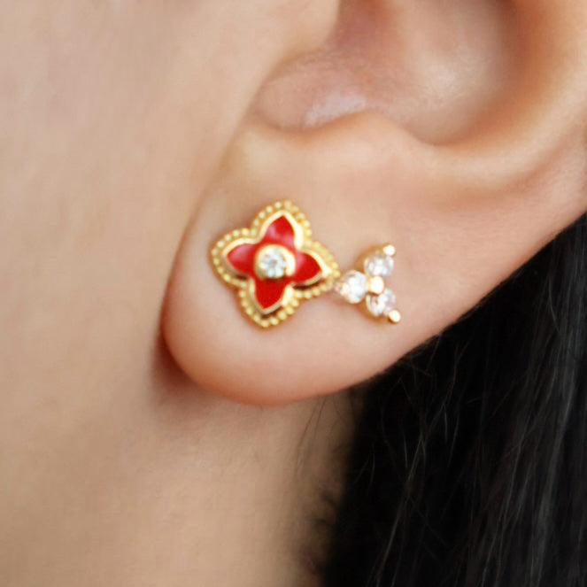 Scarlet Clover Studs