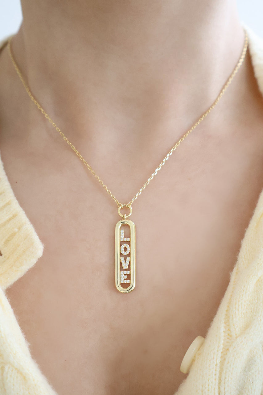 LOVE Vertical Pendant Necklace