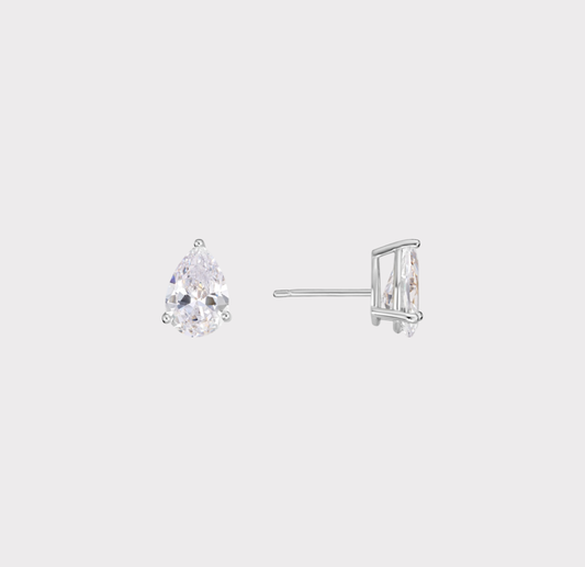 Pear-Shaped CZ Stud Earrings