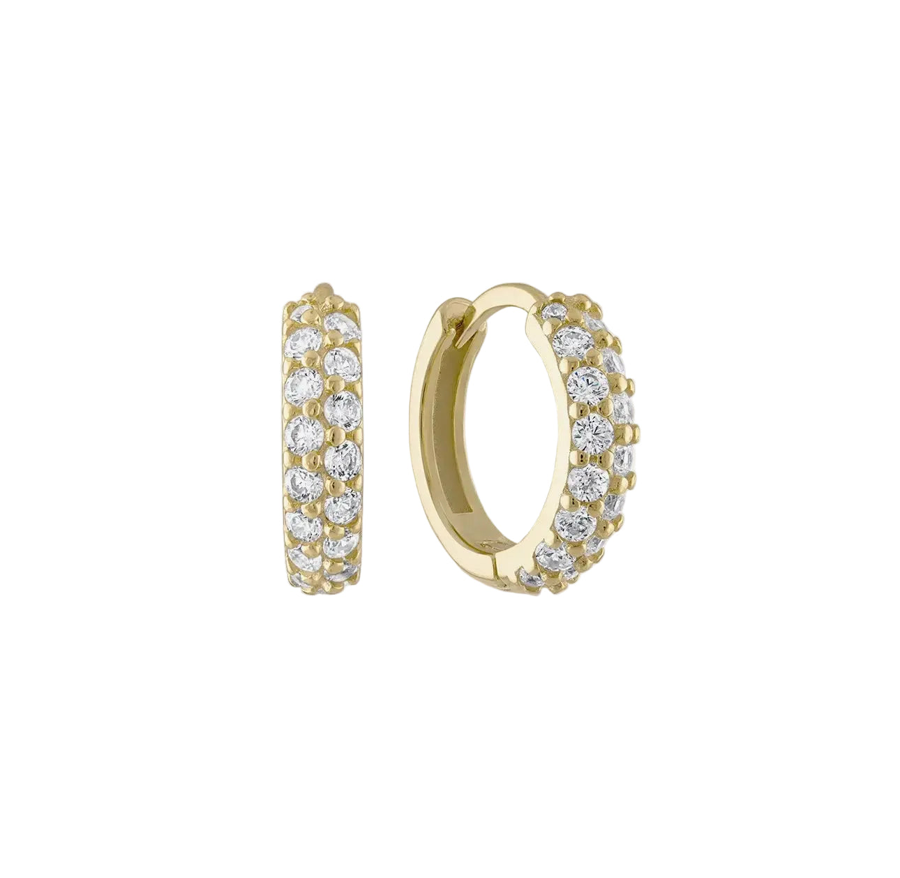 Double Row Cz Pavé Huggie Hoops