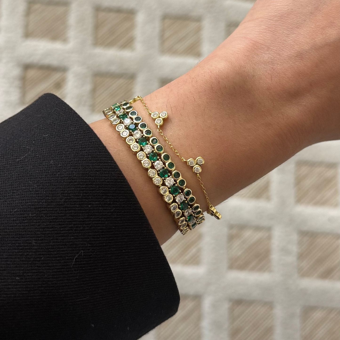 Rachel Color Stone & Clear Bezel Bracelet